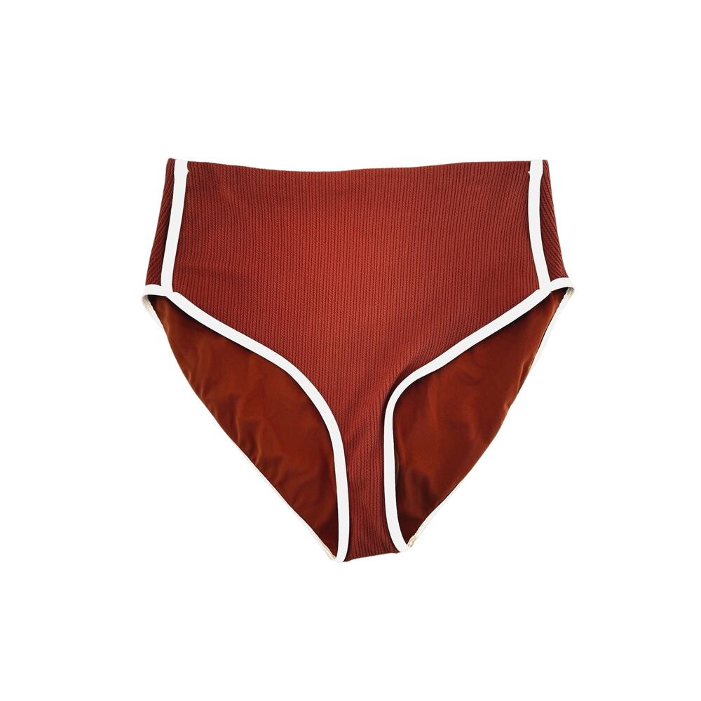 CALIA Women's Tipped High Rise Bikini Swim Bottoms Warm Terra Cotta Size XXL
